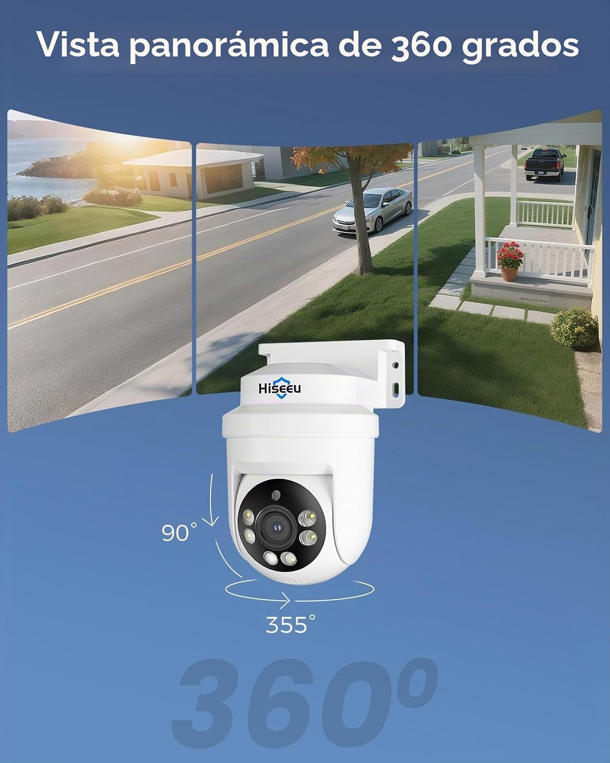 Hiseeu - Sistema de cámara de seguridad con cable PTZ de 3K con vis...