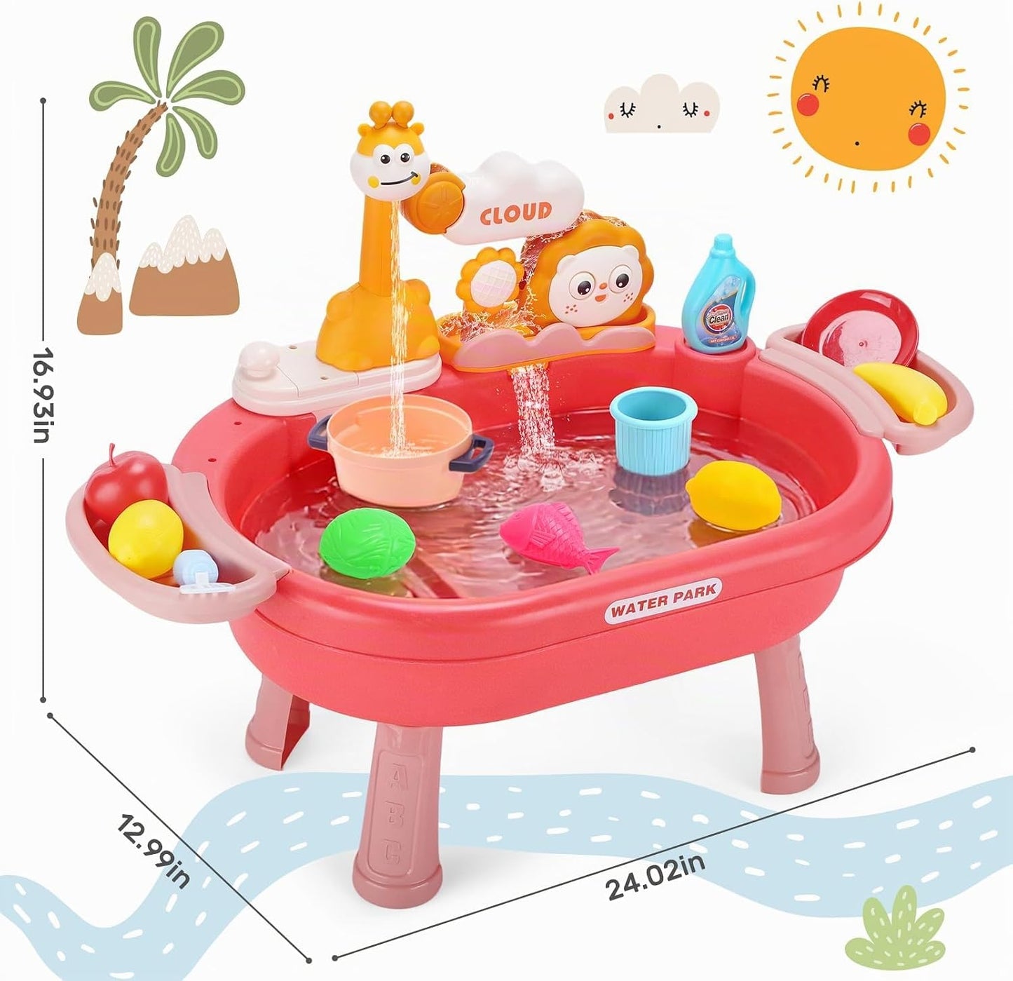 HOLYFUN Fregadero de cocina con agua corriente, juguete de mesa de...