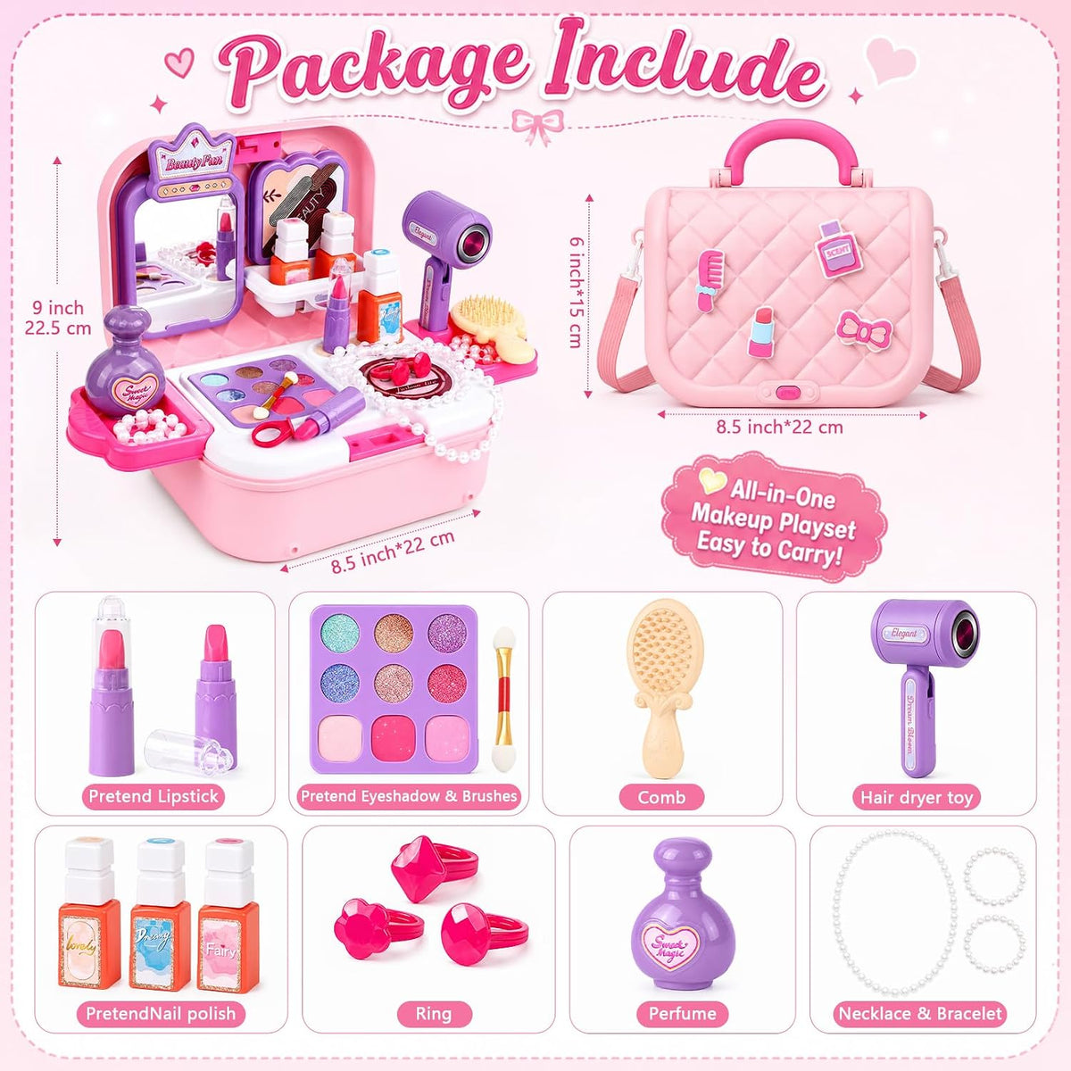 Toylink Juego de maquillaje para niños pequeños, kit de maquillaje...