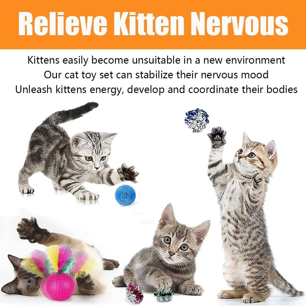 21 piezas de juguetes para gatos de interior: túnel plegable para g...