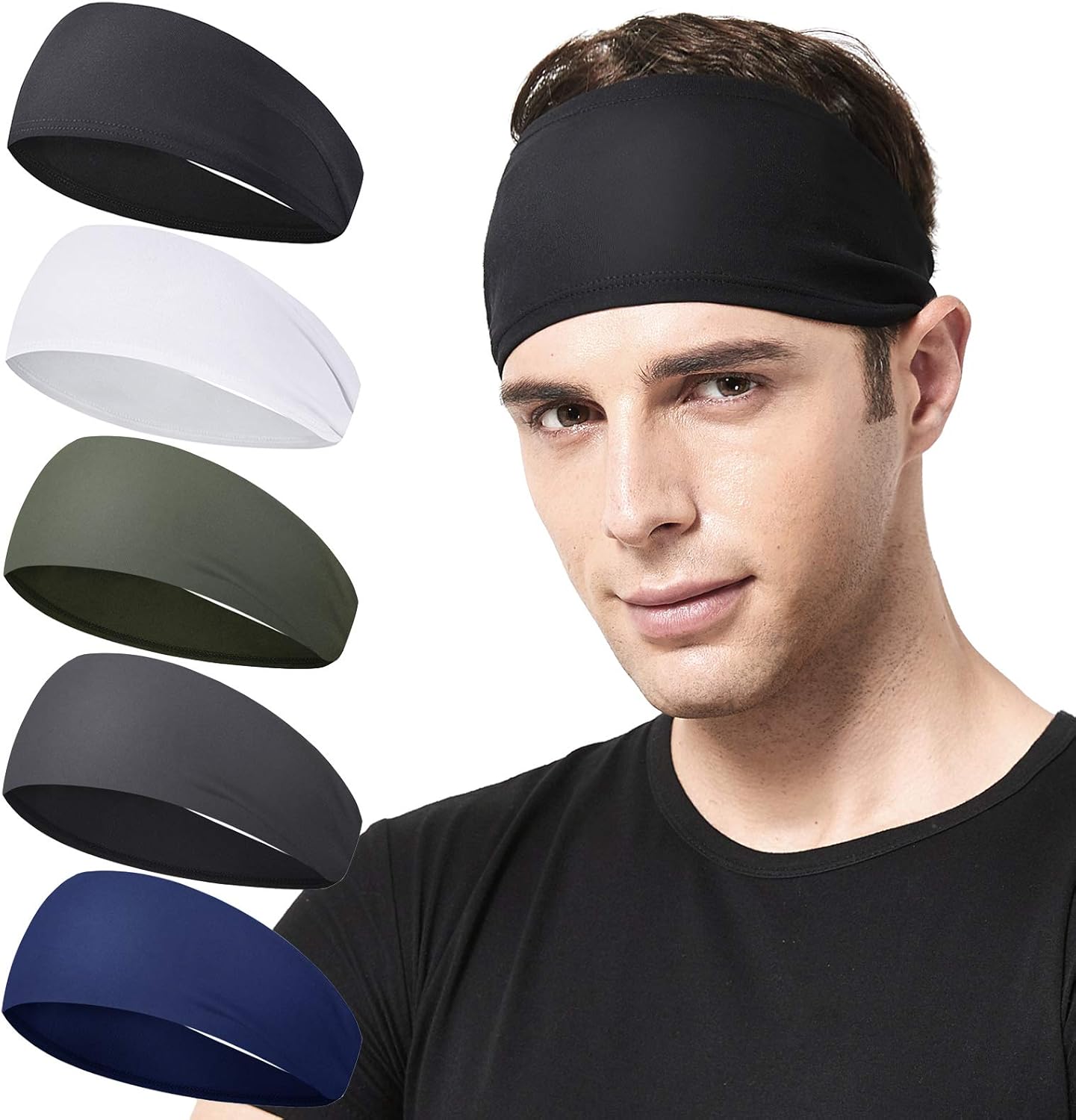 Acozycoo Diadema deportiva para hombre, 5 unidades, para correr, ci...