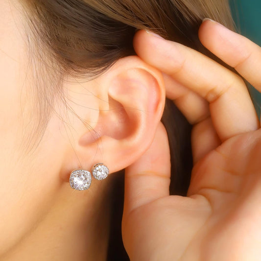 ALEXCRAFT Aretes de tuerca de plata de ley para mujeres y niñas, ci...