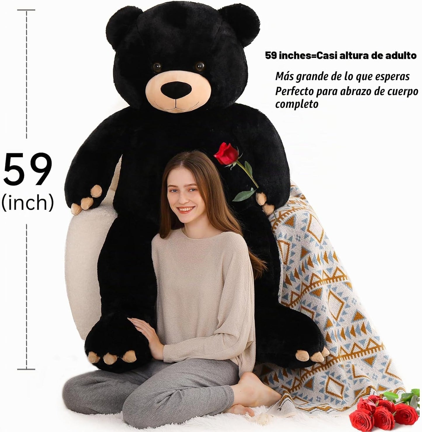 MorisMos Oso de peluche gigante de 5 pies, 59 pulgadas, oso de pelu...