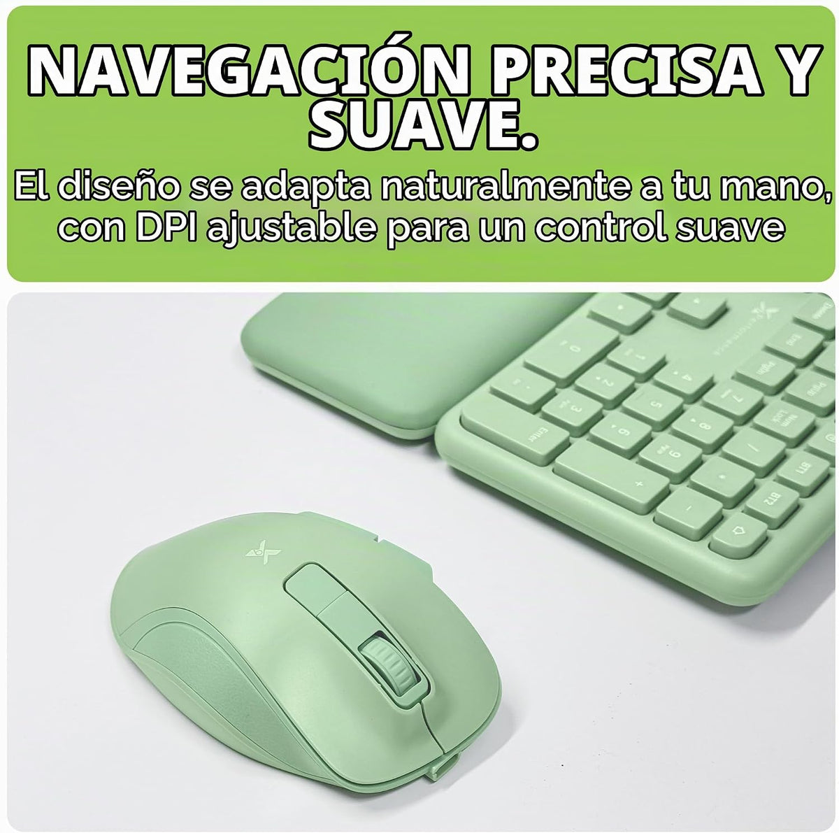 X9 Green Ergonómico Teclado Ratón Combo Inalámbrico - Escribe Cómod...