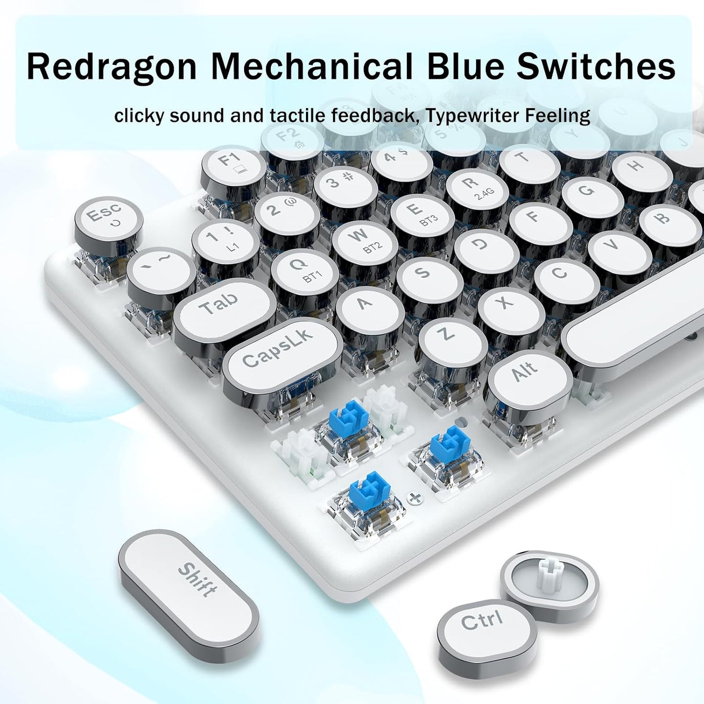 Redragon K710 - Teclado mecánico inalámbrico tipo máquina de escrib...