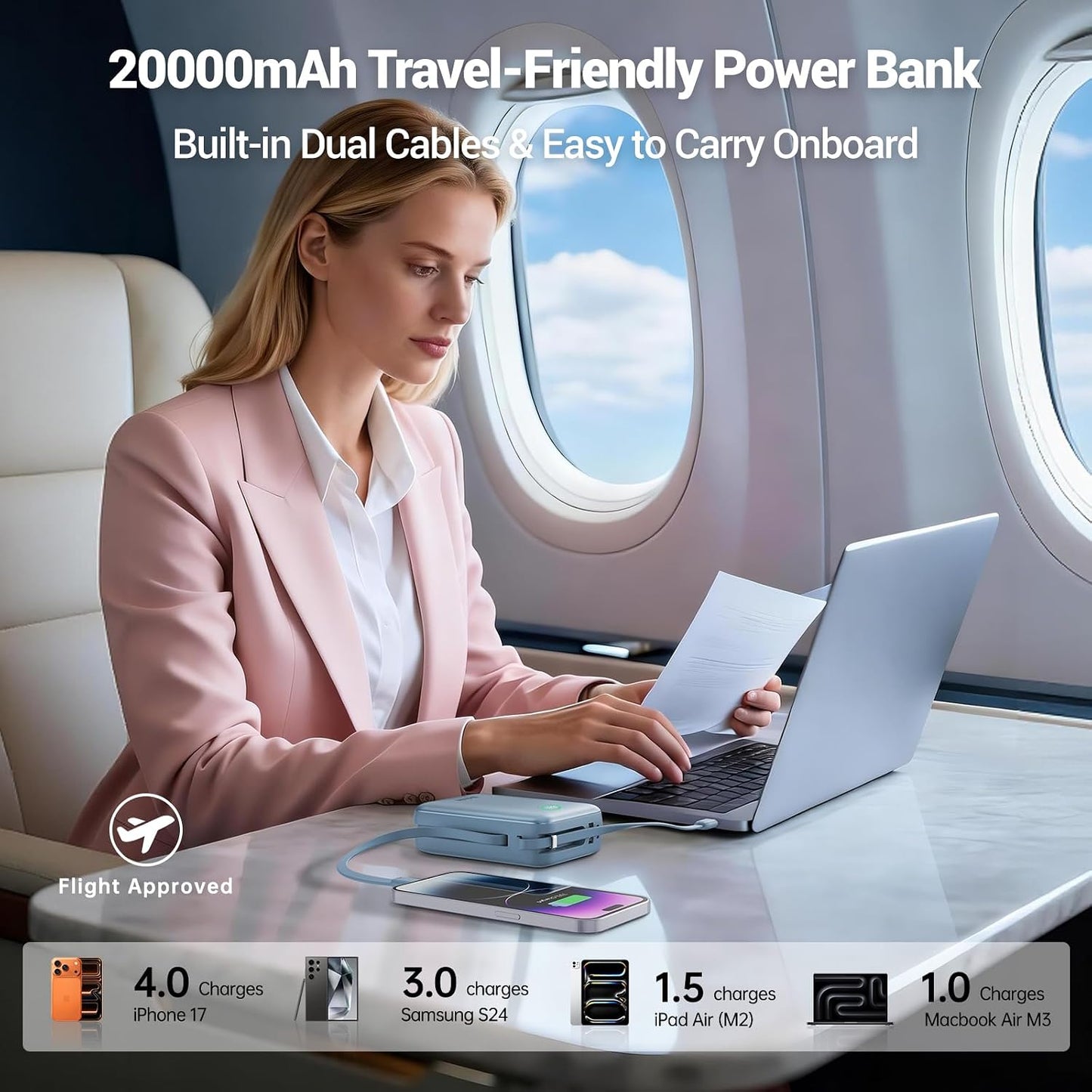 Hichain Cargador Portátil 35W 20000mAh Power Bank con Pantalla LED...