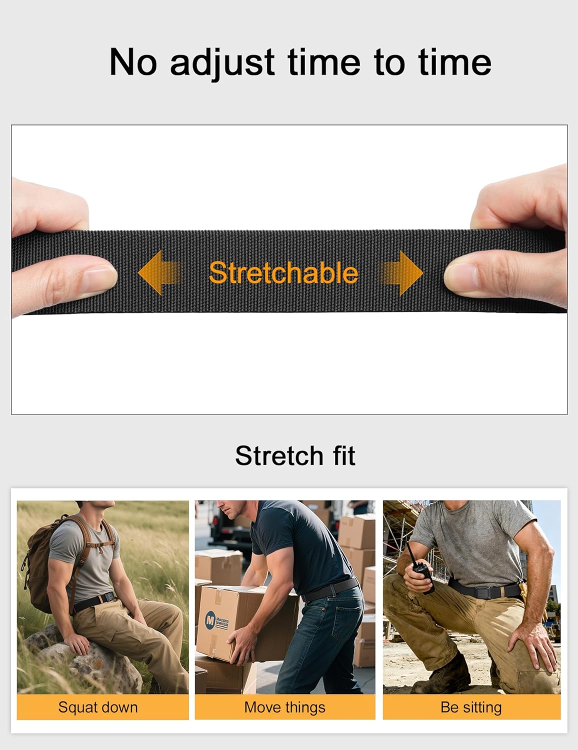 JUKMO - Cinturón táctico elástico para hombres, cinturón rigger mil...