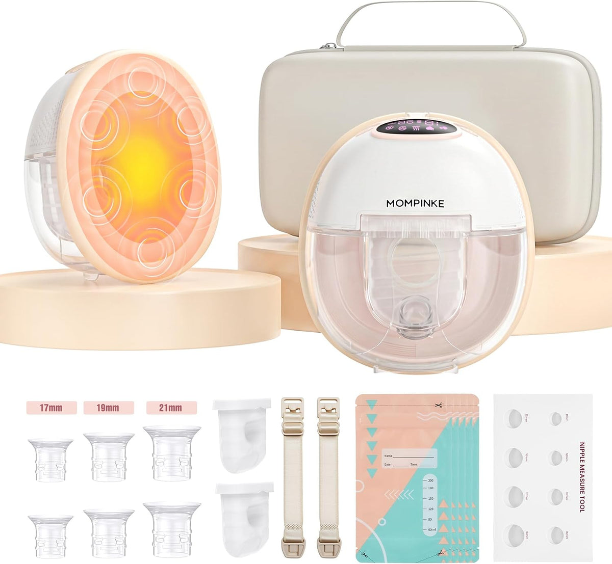 MOMPINKE Extractor de leche portátil con calefacción W12, extractor...
