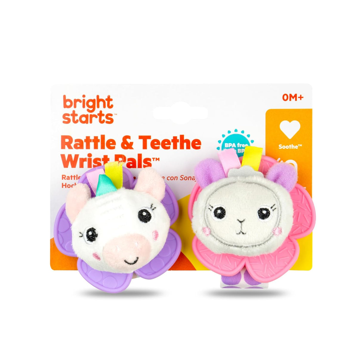 Bright Starts Rattle &amp; Teethe Wrist Pals juguete, unicornio y l...