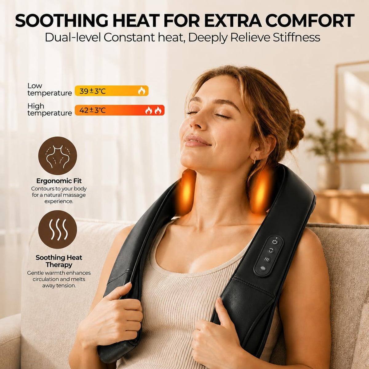 MOUNTRAX Masajeador inalámbrico de cuello y hombros con calor, 2026...
