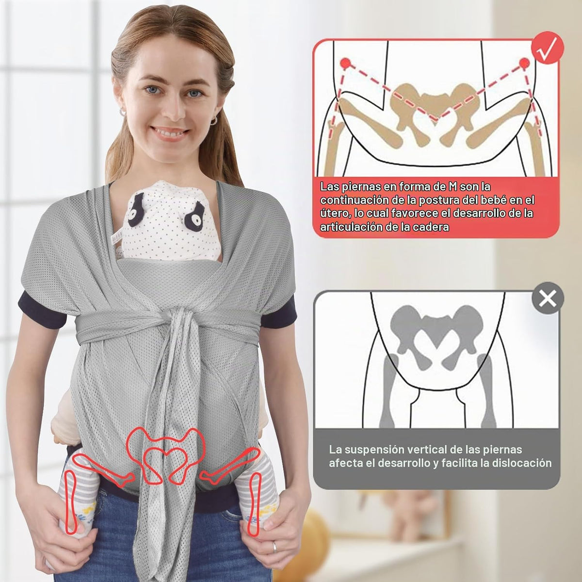 vrbabies Fular portabebés para recién nacidos y niños pequeños, agr...