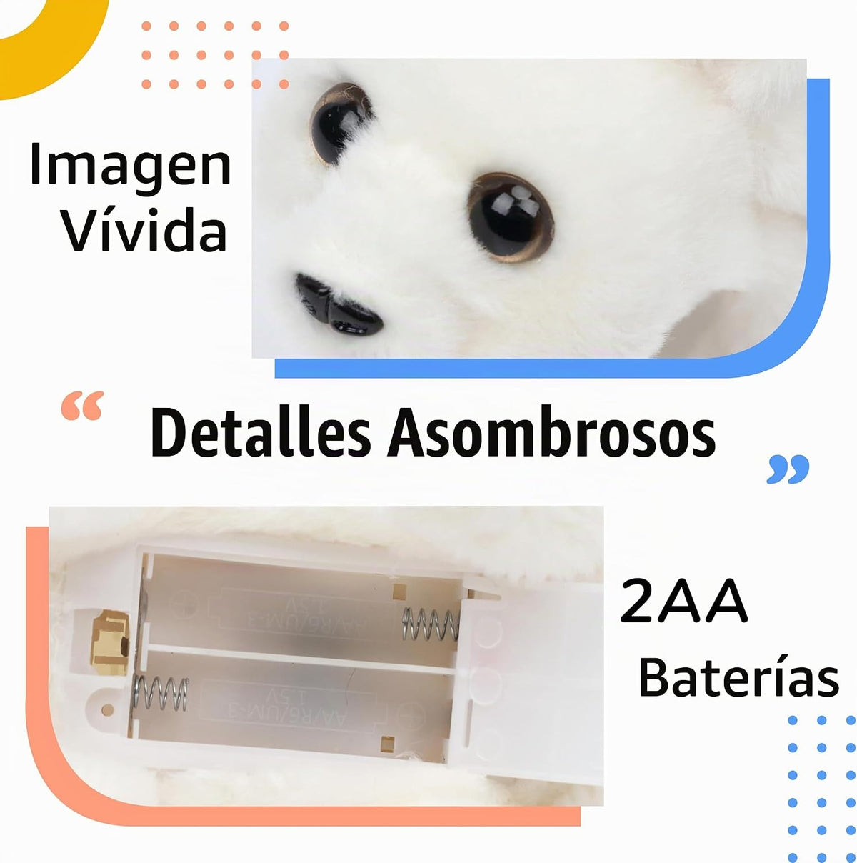 Hopearl - Juguete electrónico interactivo de peluche, mascota con s...