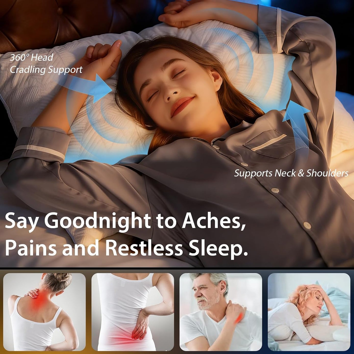 BETU Almohada Refrescante Tamaño Queen, Almohada Fresca de Espuma V...