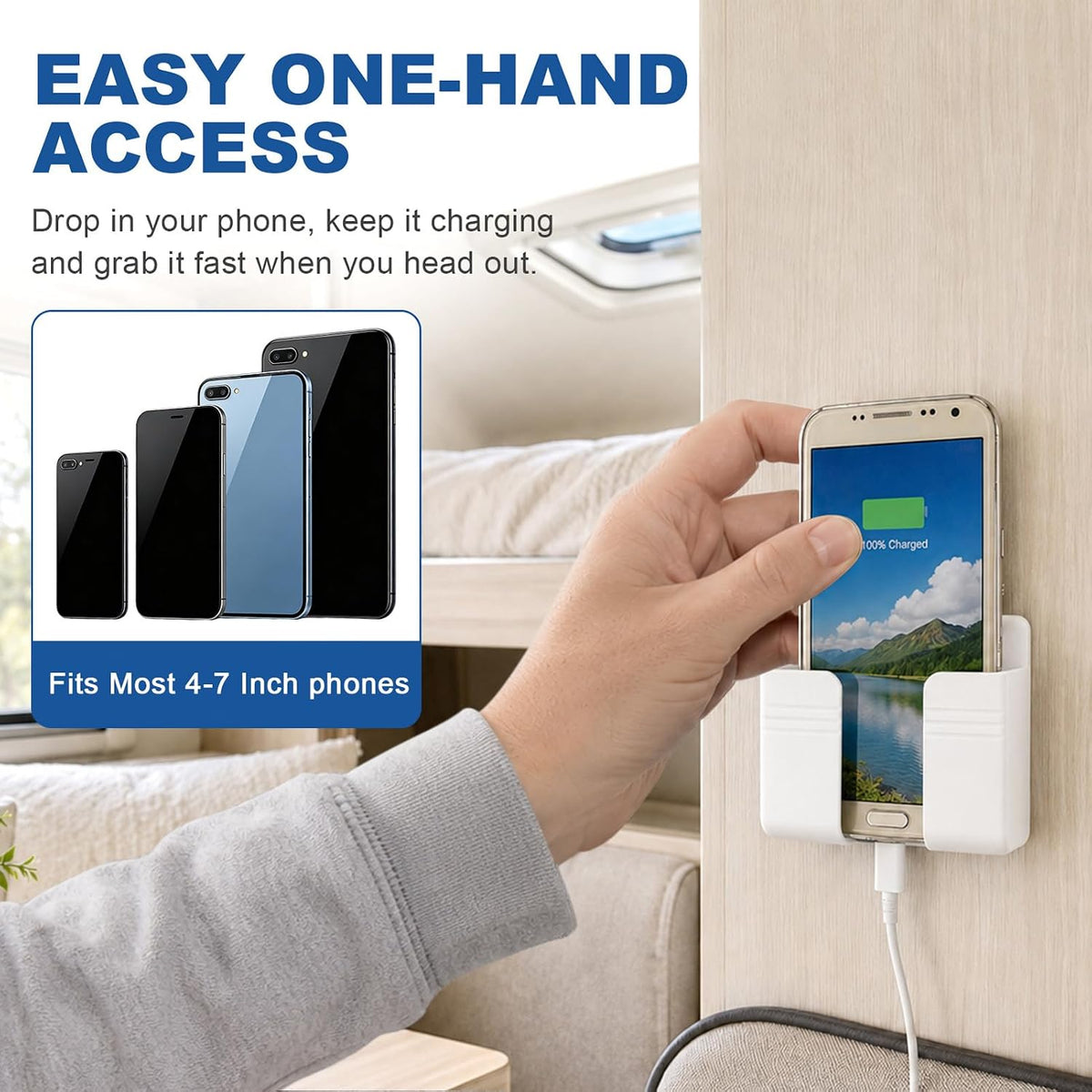 Soporte para teléfono montado en la pared de 2 piezas con adhesivo,...