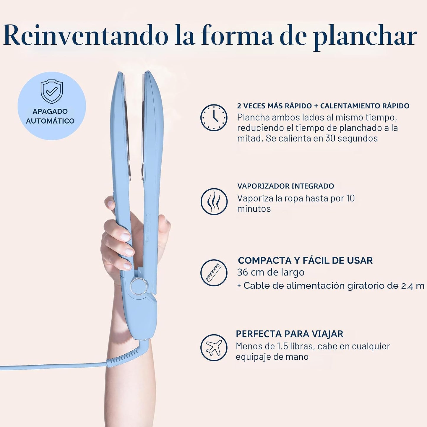 Nori Press Travel Steam Iron - Plancha de mano con 6 ajustes de tel...