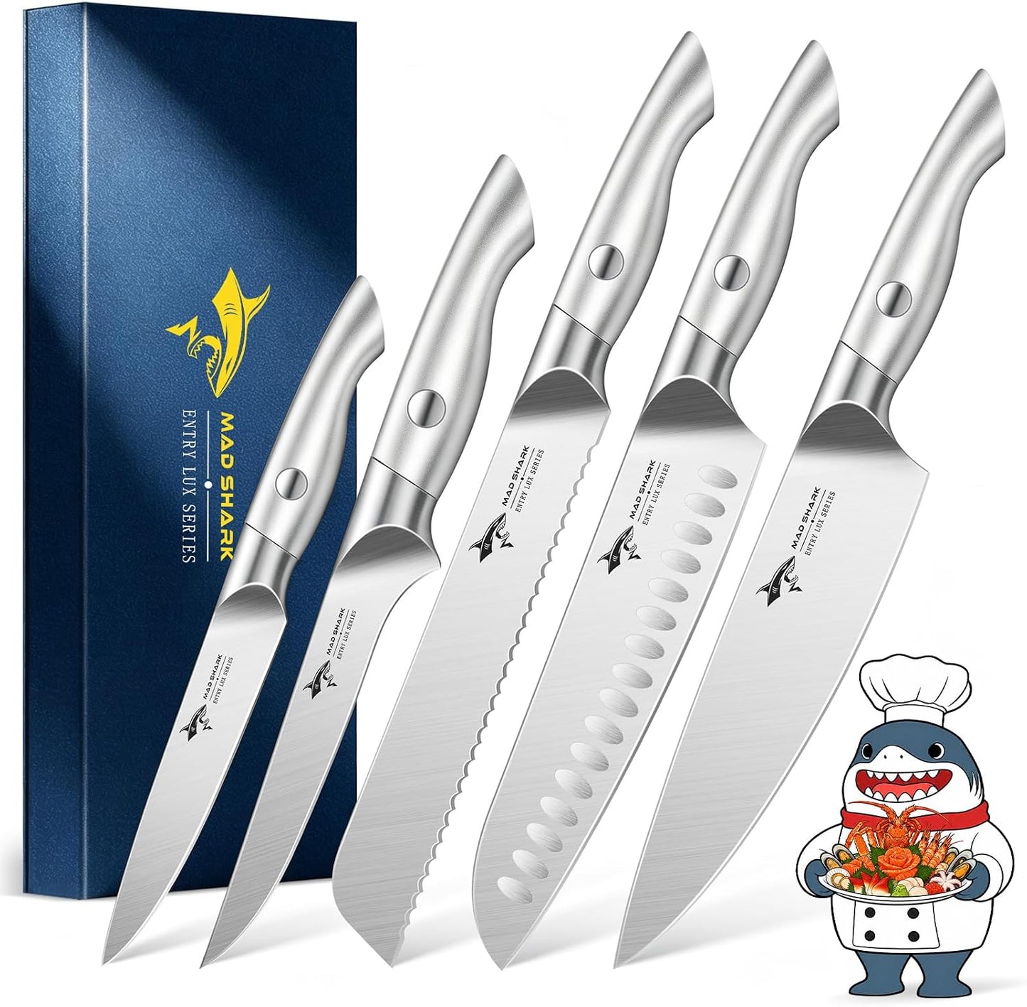 MAD SHARK Juego de cuchillos de cocina, juego de cuchillos de chef...