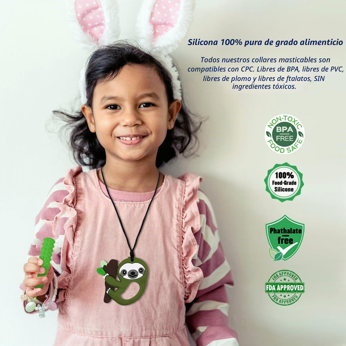 Collar sensorial masticable para niños y niñas, paquete de 6 juguet...