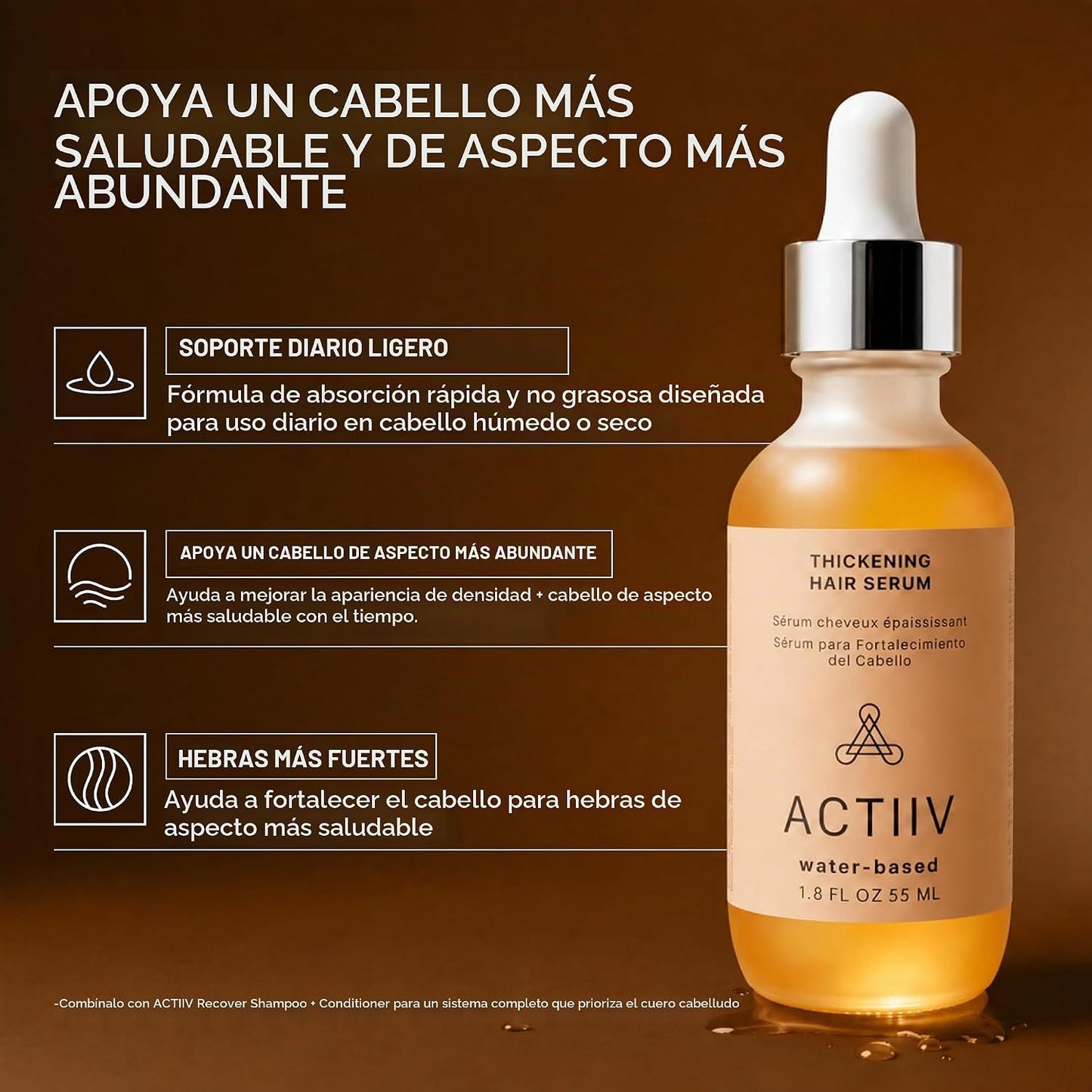 ACTIIV Suero para el cabello densificador, a base de agua, aumenta...