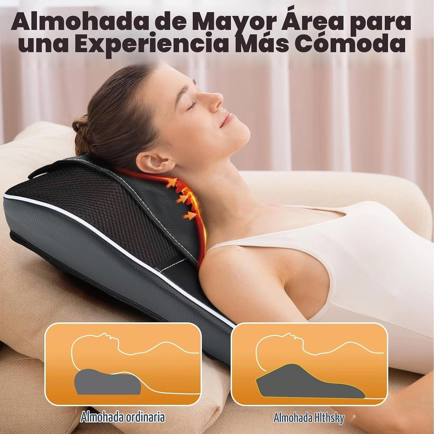 hlthsky Shiatsu Masajeador de espalda y cuello con calor, masajeado...