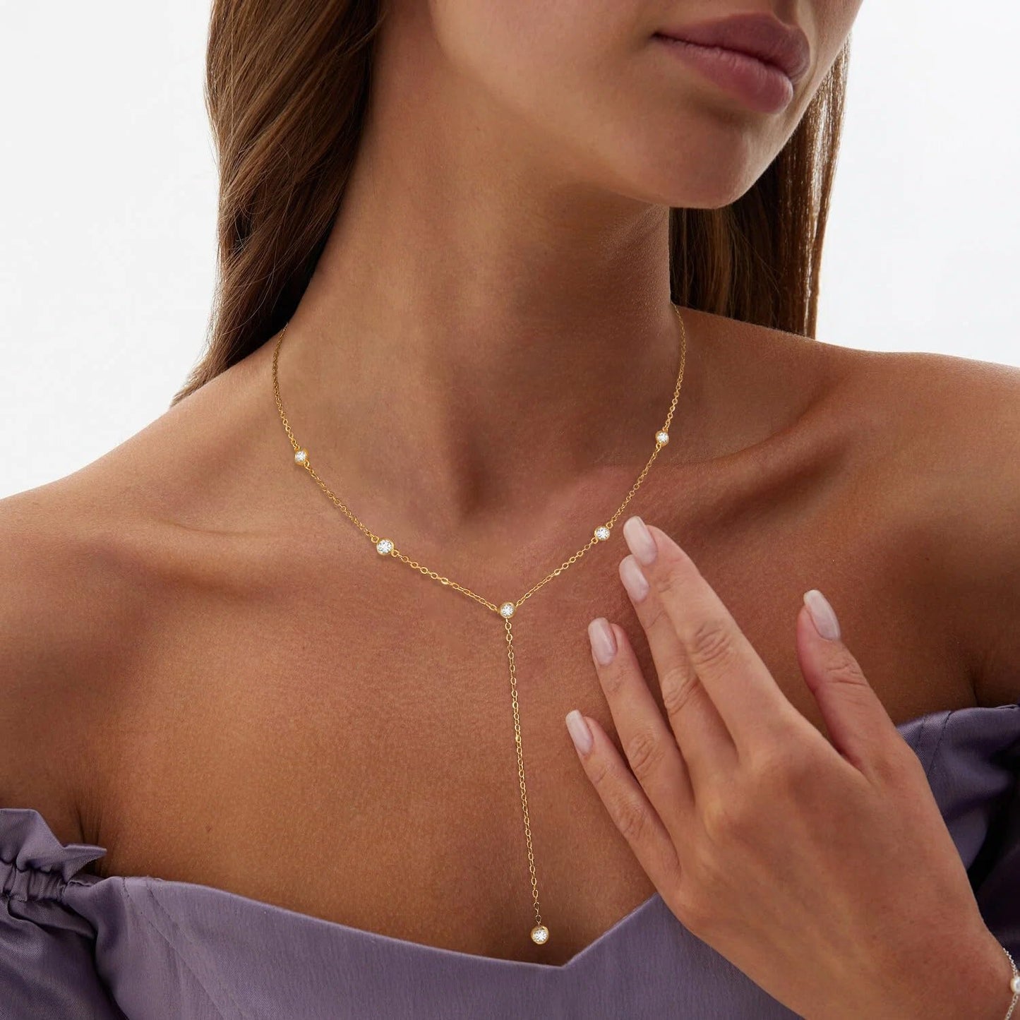 Fwlisesa Collar de oro para mujer, delicados collares largos chapad...