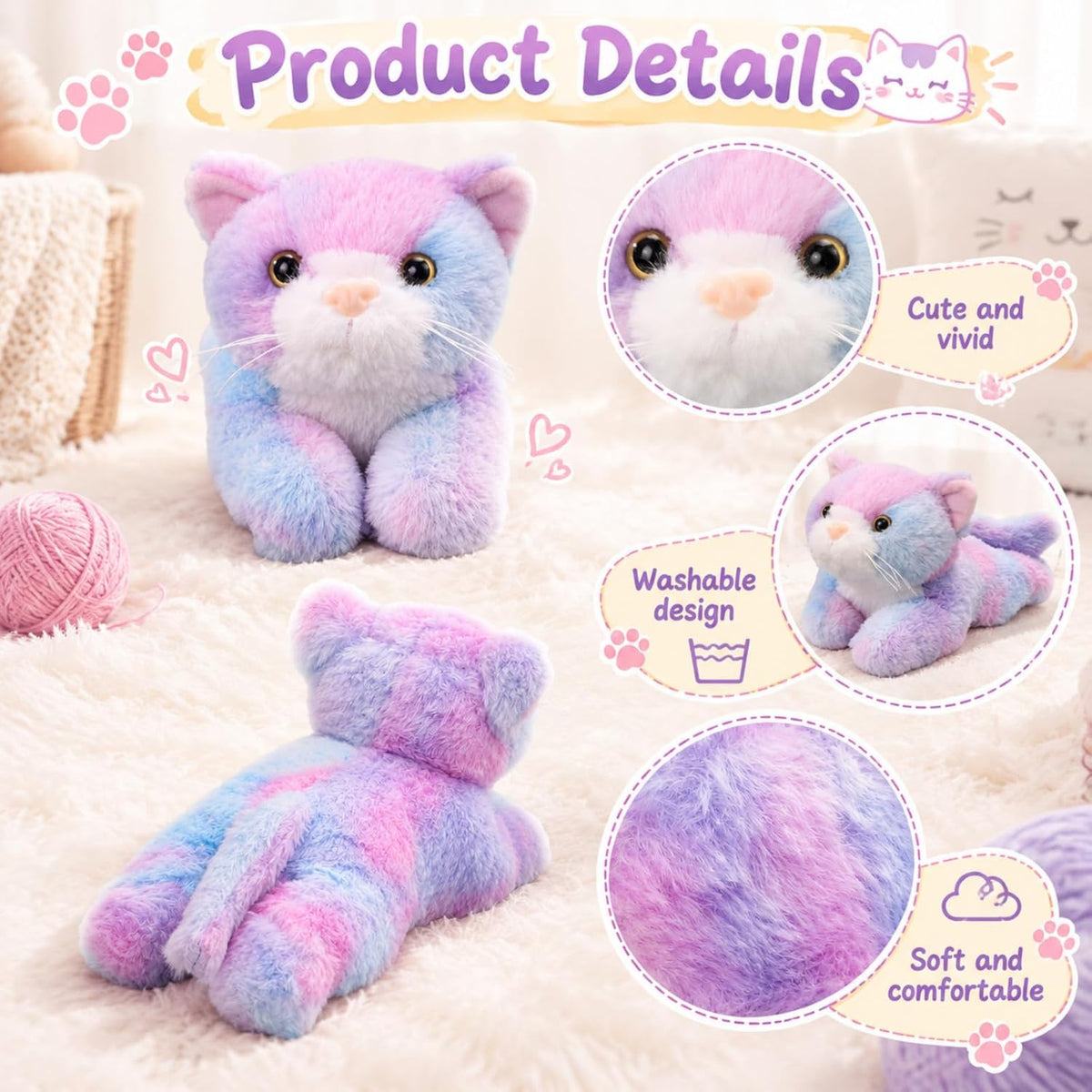 Harrycle 3 piezas de 9 pulgadas gato de peluche de juguete de regal...