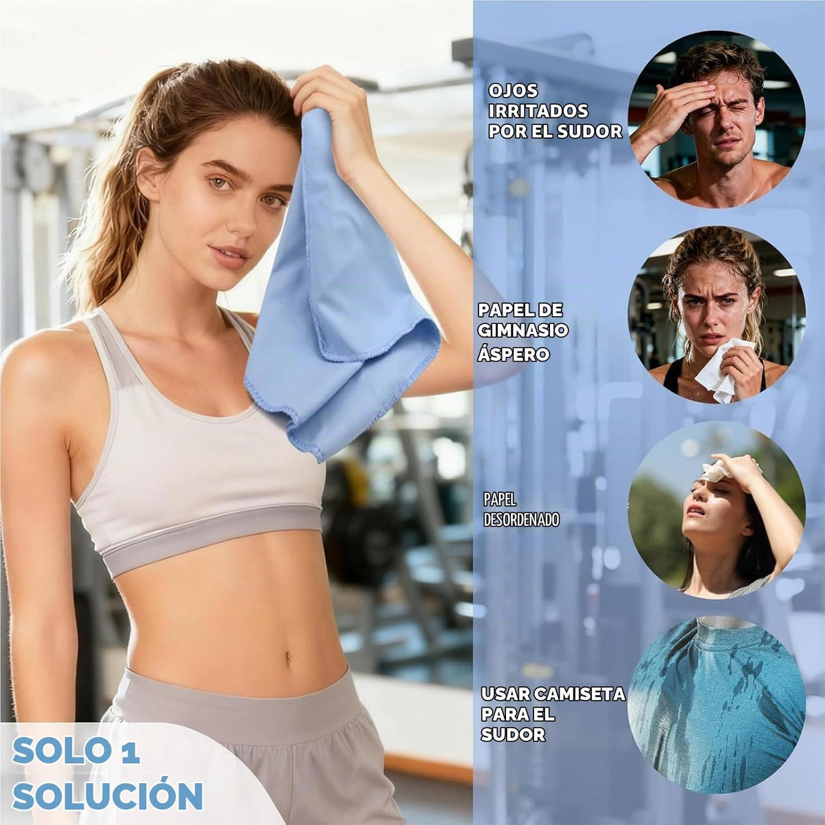 Vnoss Toallas de gimnasio de microfibra, de secado rápido, altament...