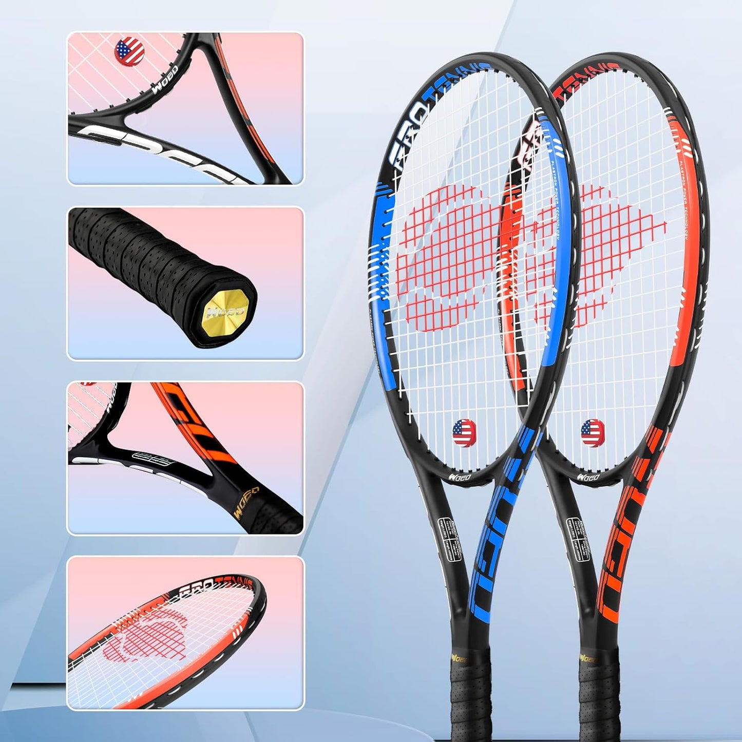 Raqueta de tenis para 2 jugadores adultos, perfecta para principian...