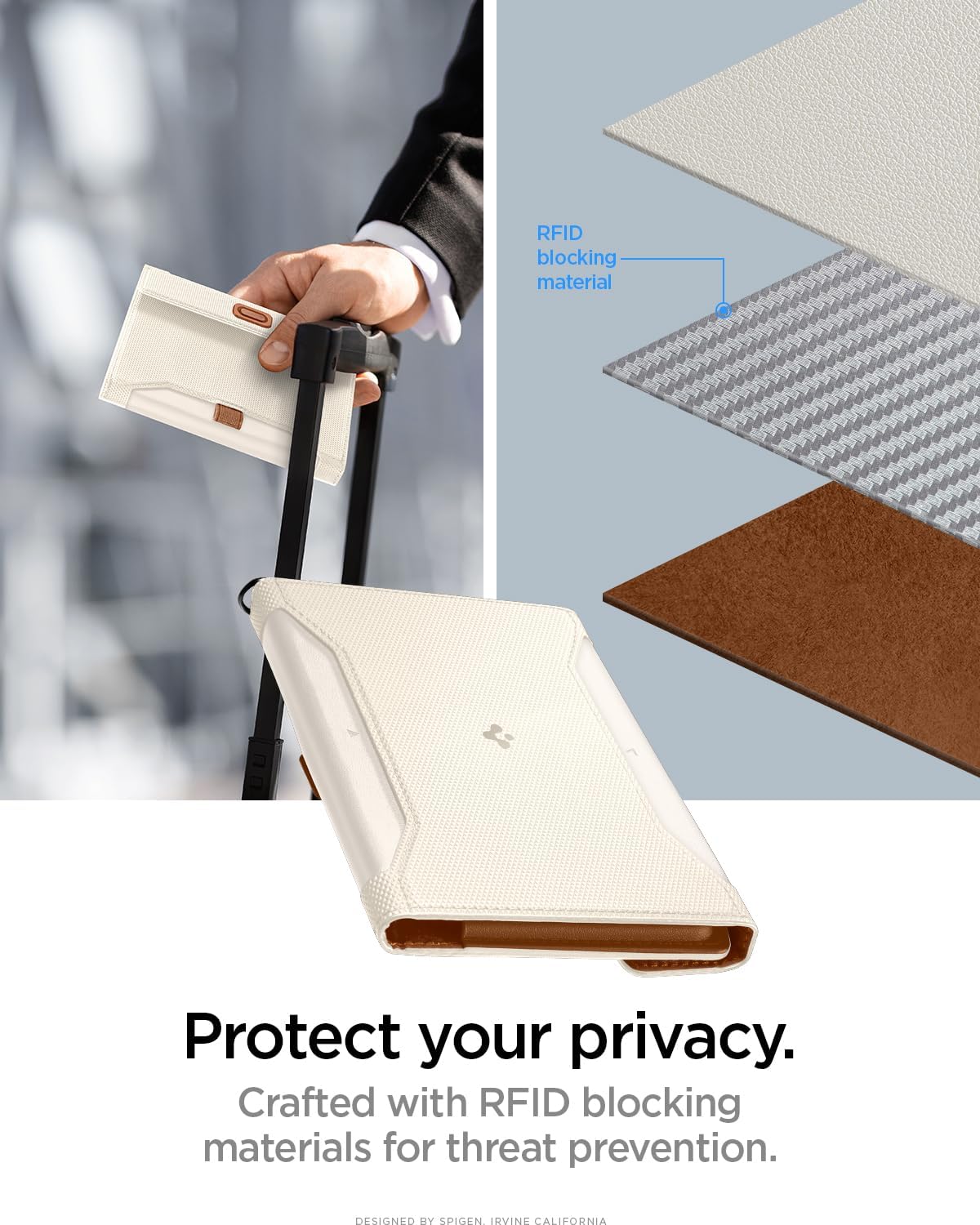 Spigen Life para pasaporte Funda para tarjeta con tecnología de blo...