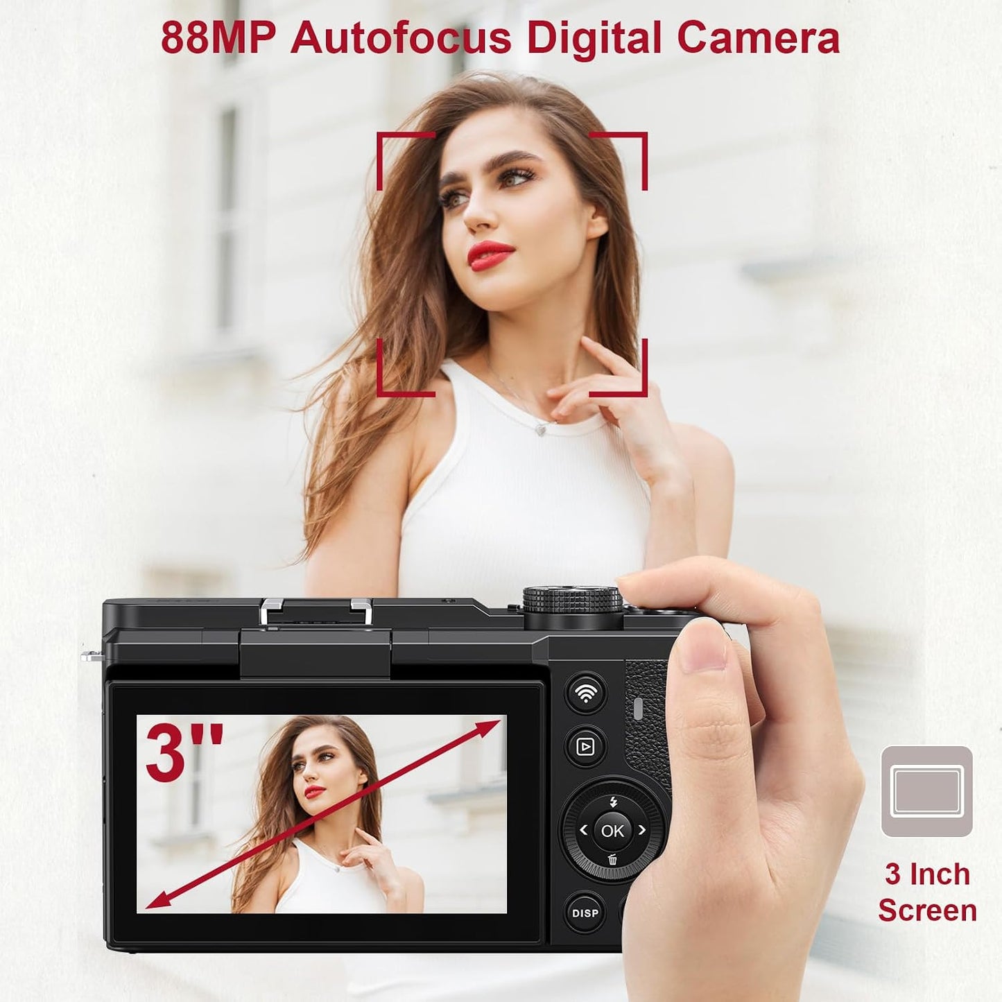 Cámara digital 8K WiFi \u2013 Cámaras de vlogging de 88MP para foto...