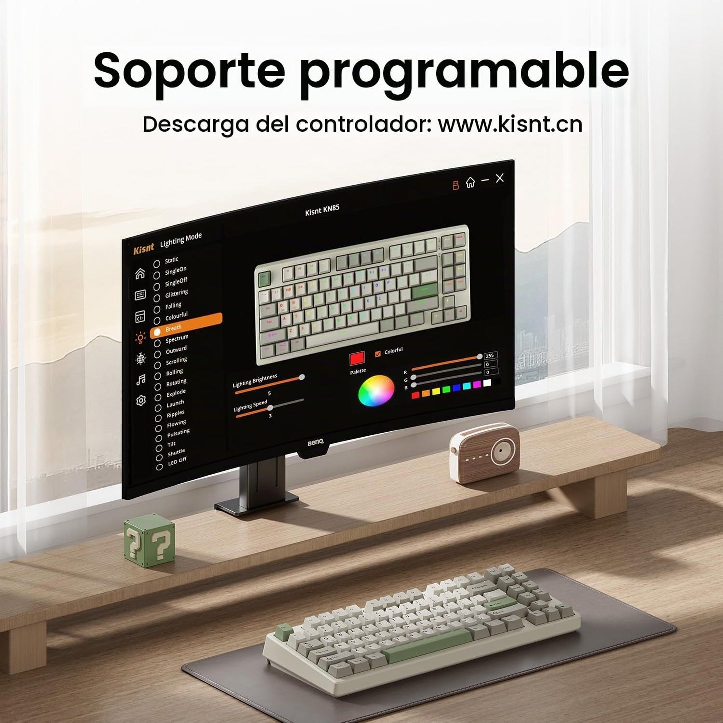Kisnt Teclado mecánico inalámbrico KN85, diseño del 75%, Bluetooth\...