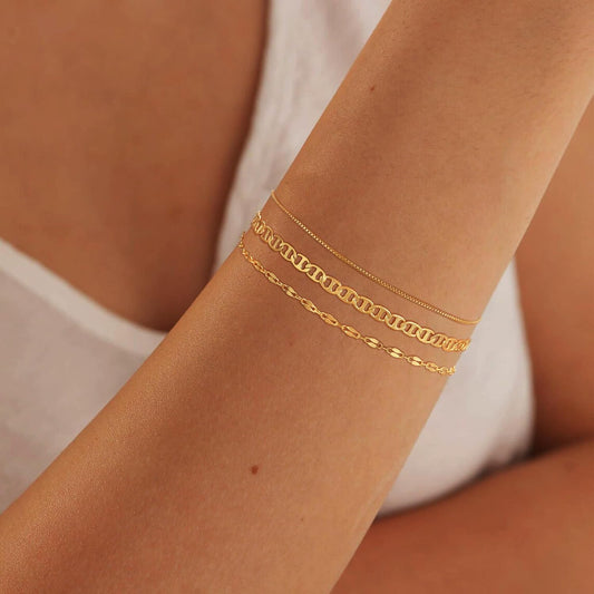 MBW Pulseras chapadas en plata para mujer, delicadas pulseras de pl...