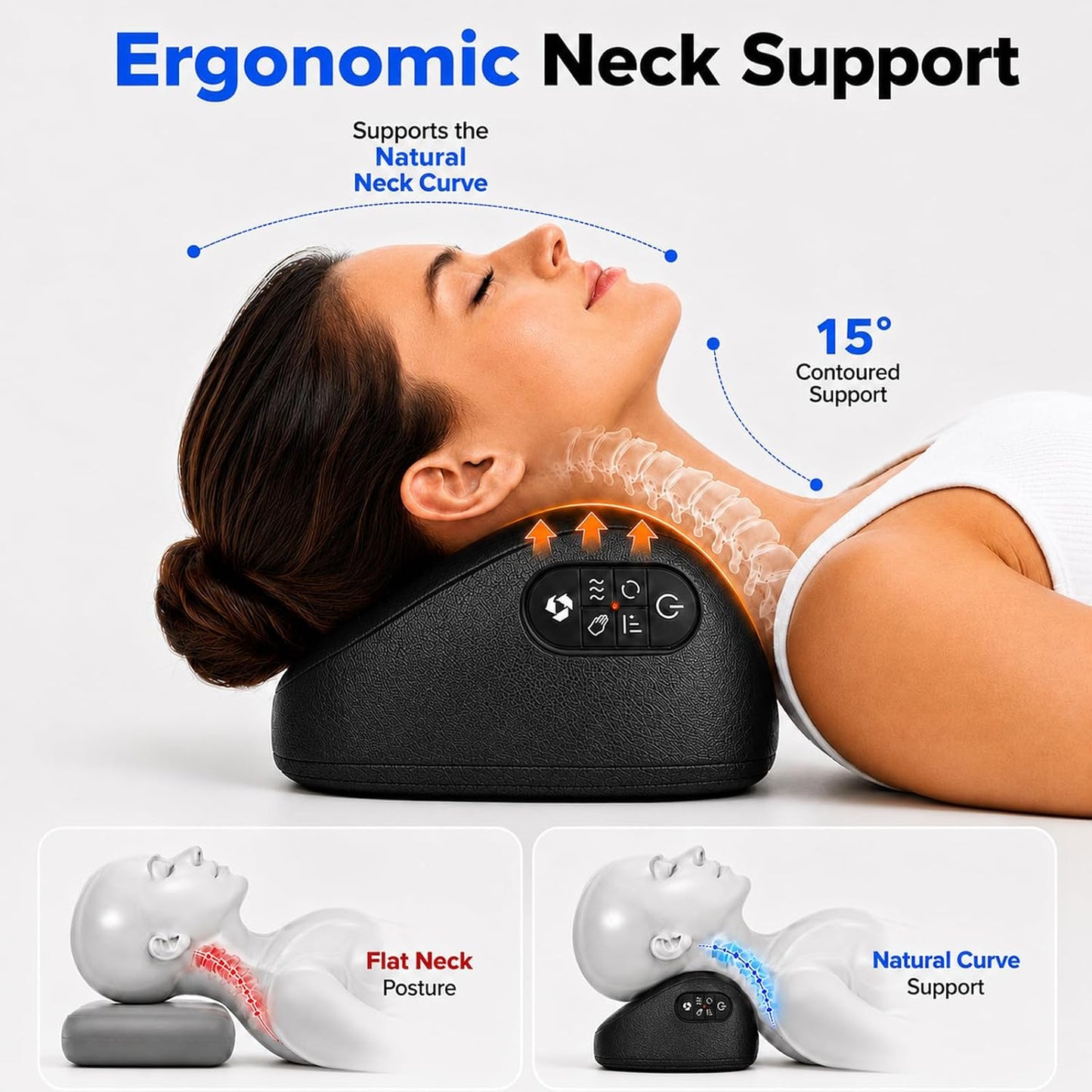 Masajeador de cuello con calor, almohada de amasado 3D inalámbrica...