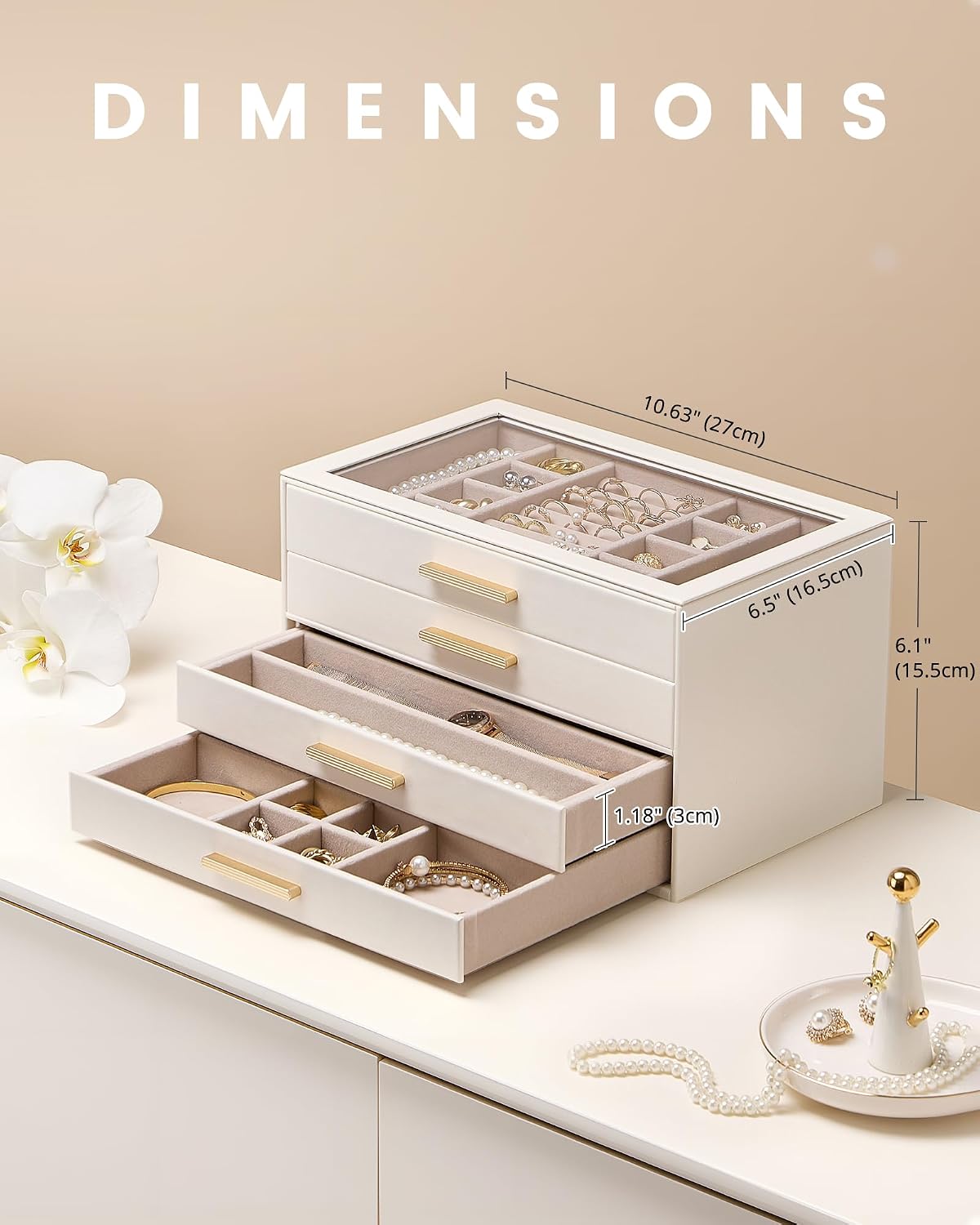 Caja Organizadora de Joyas Lolalet, Organizadores de Joyas de 4 Cap...