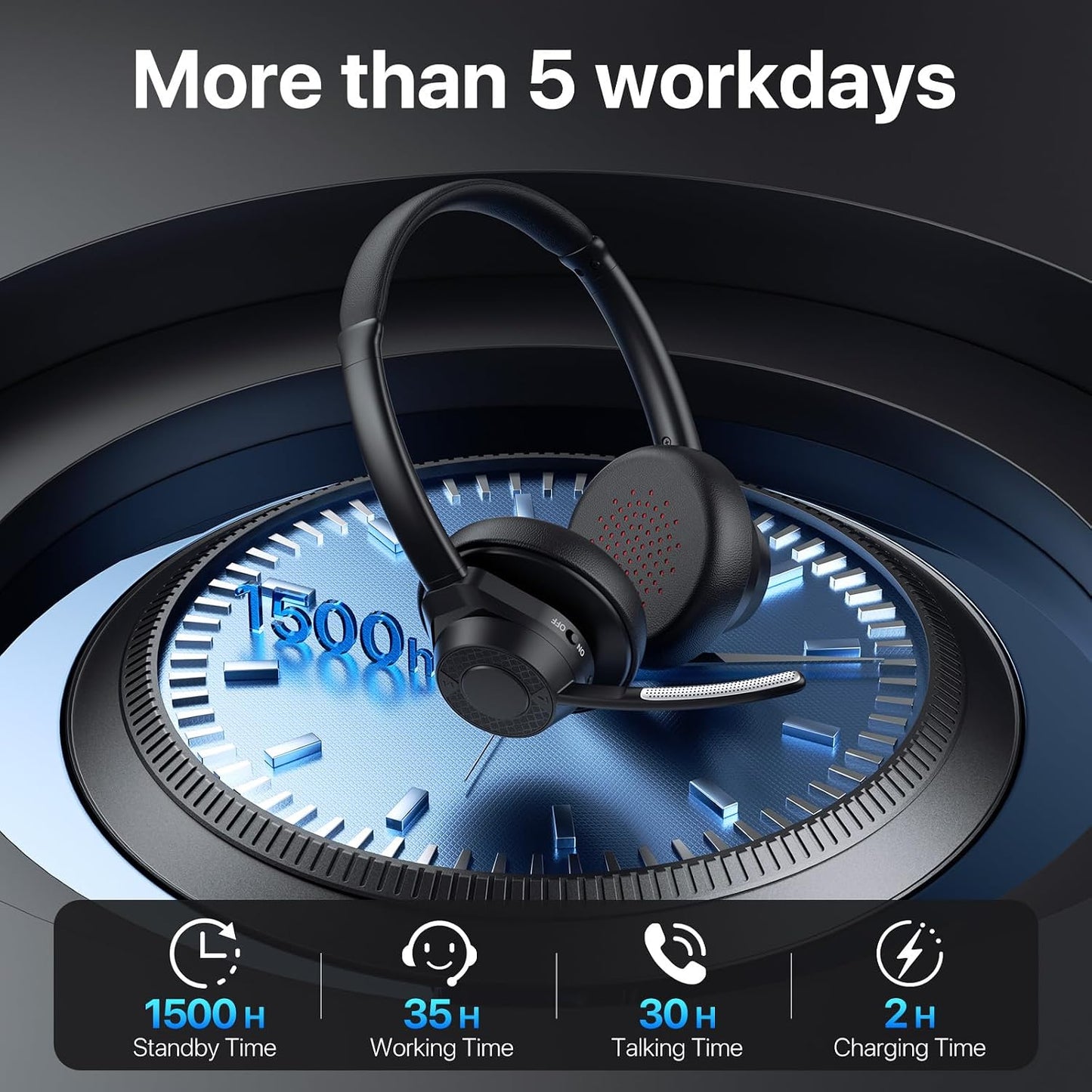 Auriculares inalámbricos con micrófono para el trabajo, auriculares...