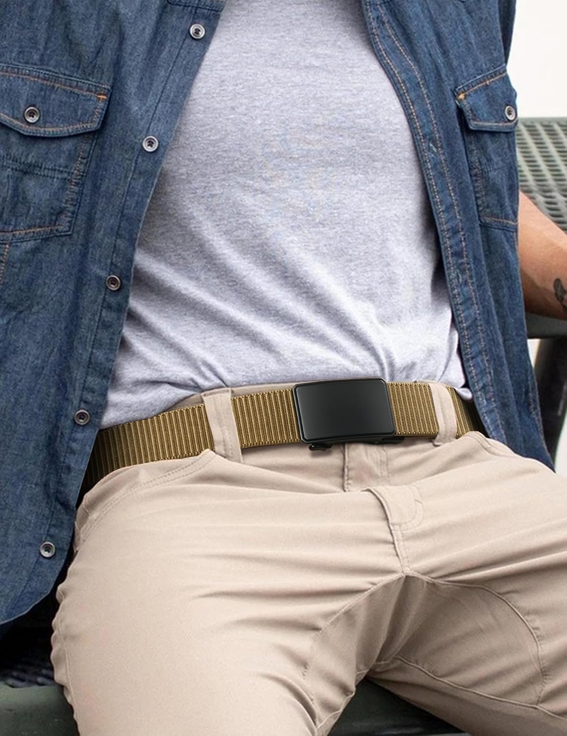 JUKMO - Cinto de nailon con trinquete de 1.5" para hombre, cint...