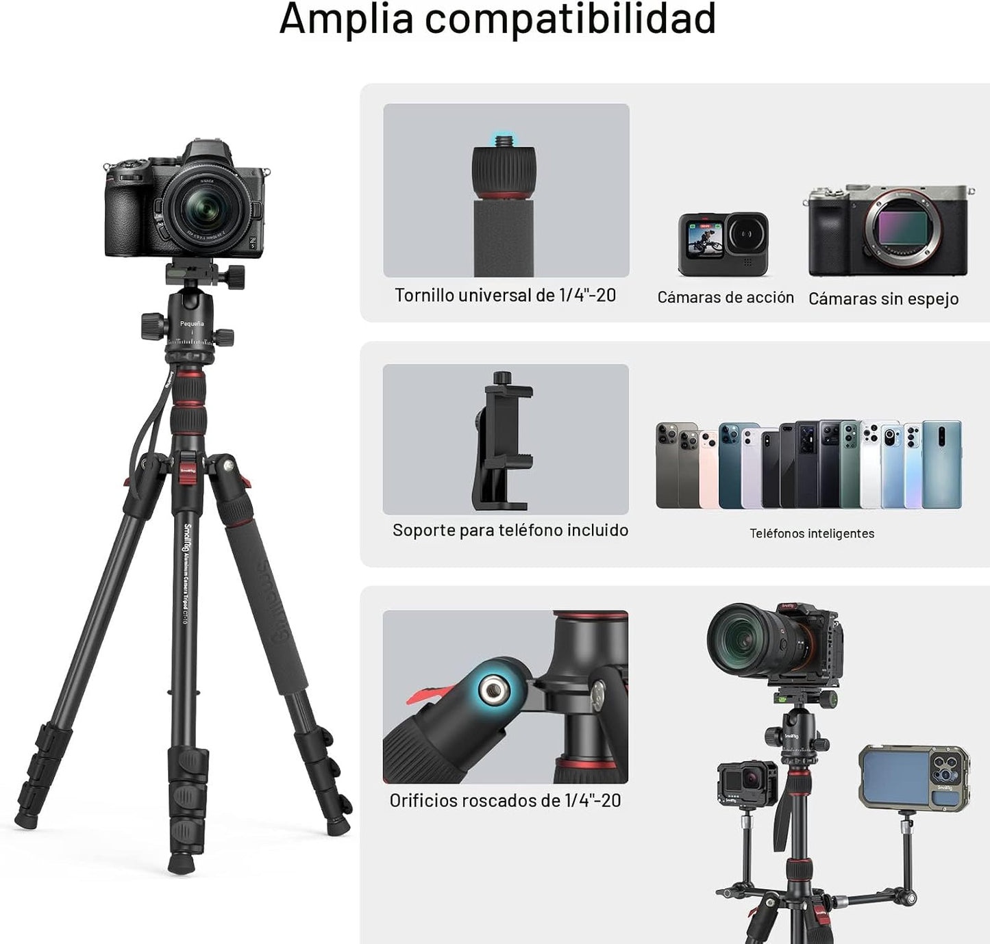 SmallRig Trípode para cámara, trípode\/monopie plegable de aluminio...