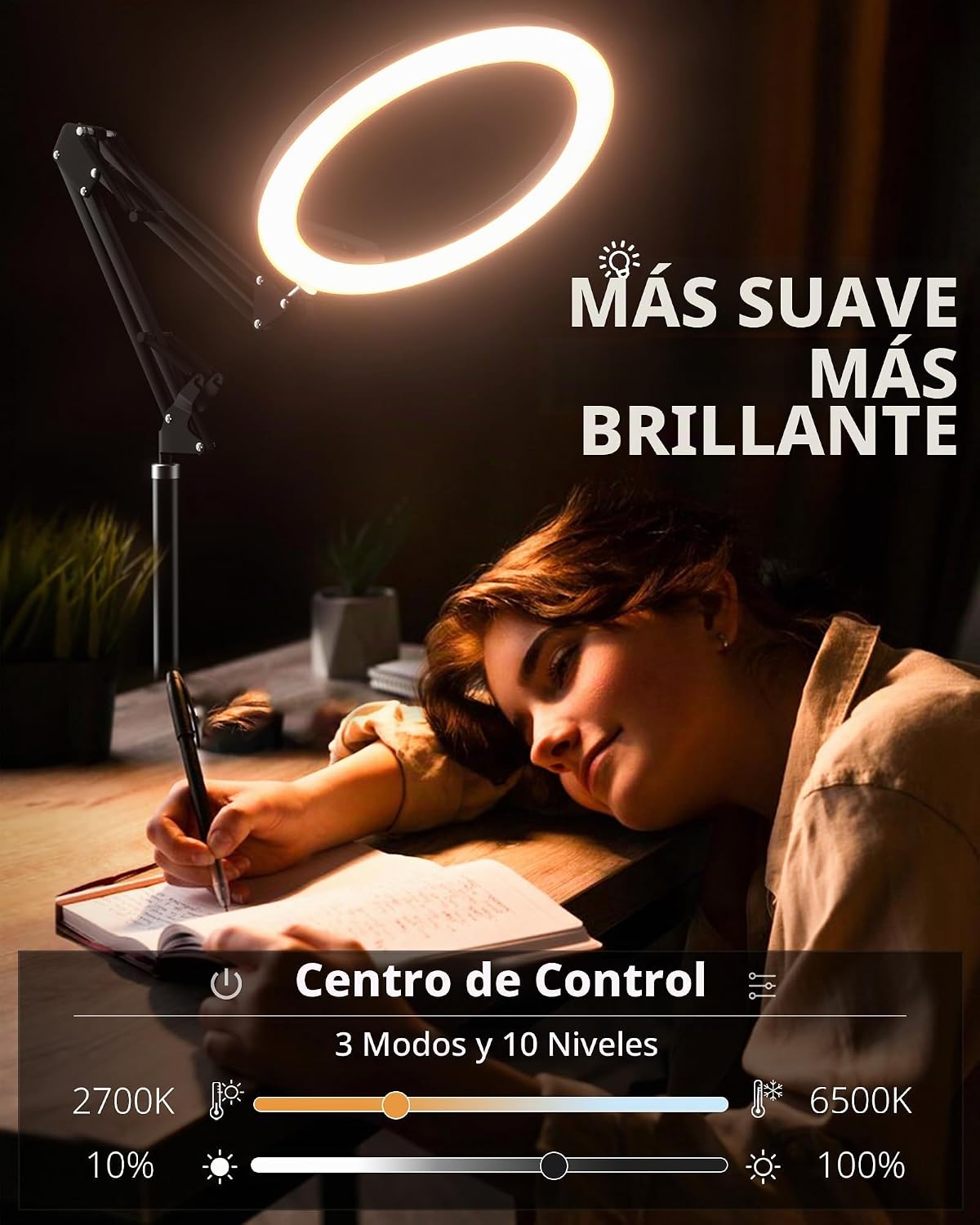 UBeesize Trípode de Luz de Anillo LED Pro con Soporte para Teléfono...
