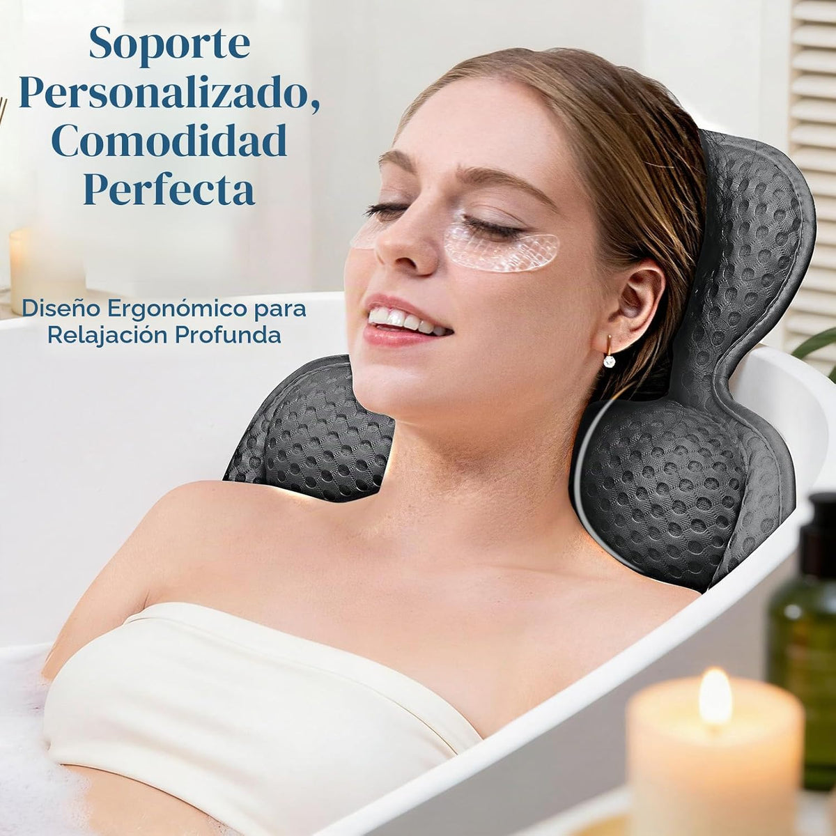 Almohadas de baño para bañera, cómodo cojín de bañera para cabeza y...