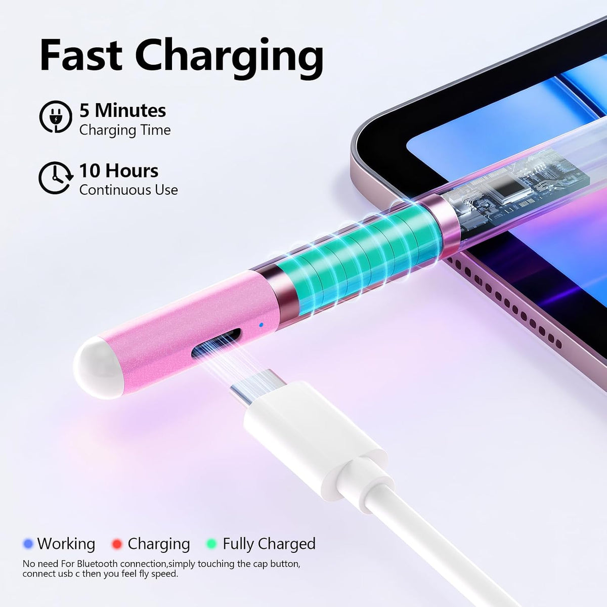 Lápiz óptico para iPad 6-11ª generación 2X carga rápida, rechazo de...