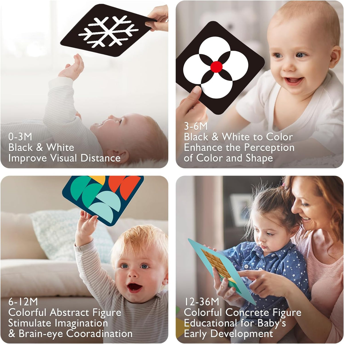 hahaland Tarjetas flash de contraste para bebés de 0 a 36 meses de...