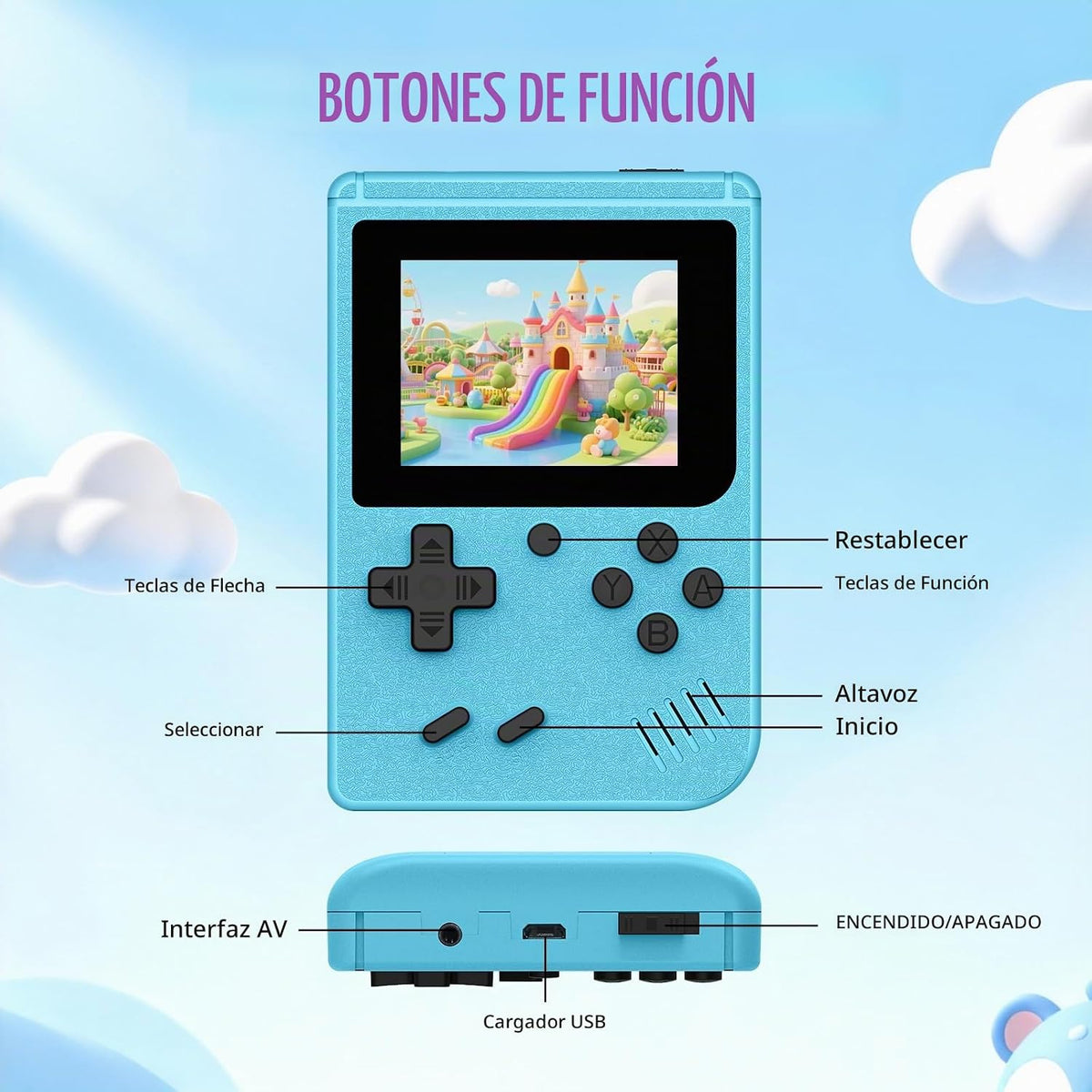 Mini consola de juegos portátil con pantalla IPS de 3.0 pulgadas, c...
