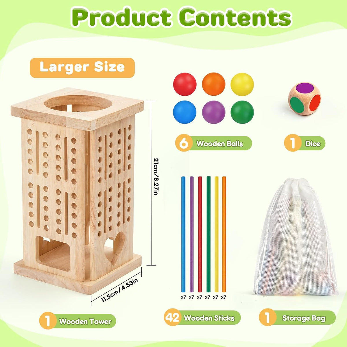 Juegos de mesa Montessori de madera, 42 palos coloridos juguetes de...