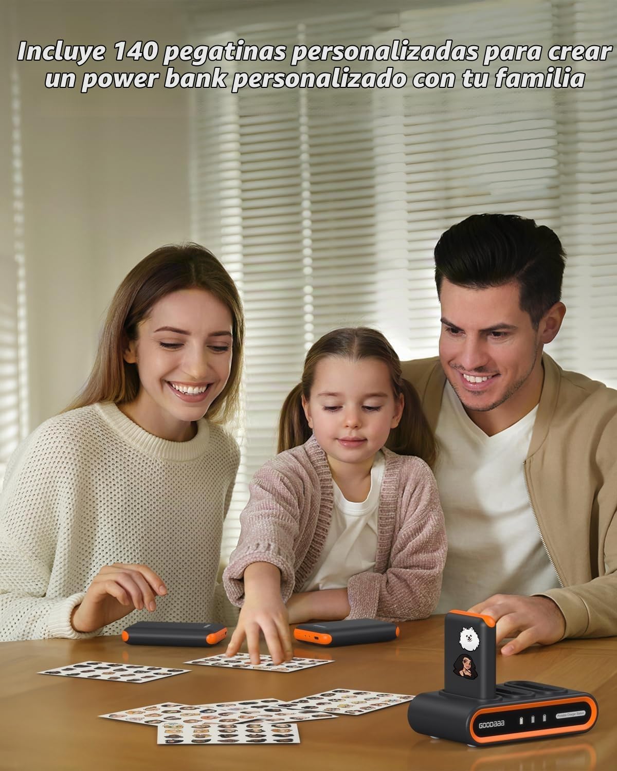 GOODaaa Cargador portátil, paquete de 3 cables integrados de banco...