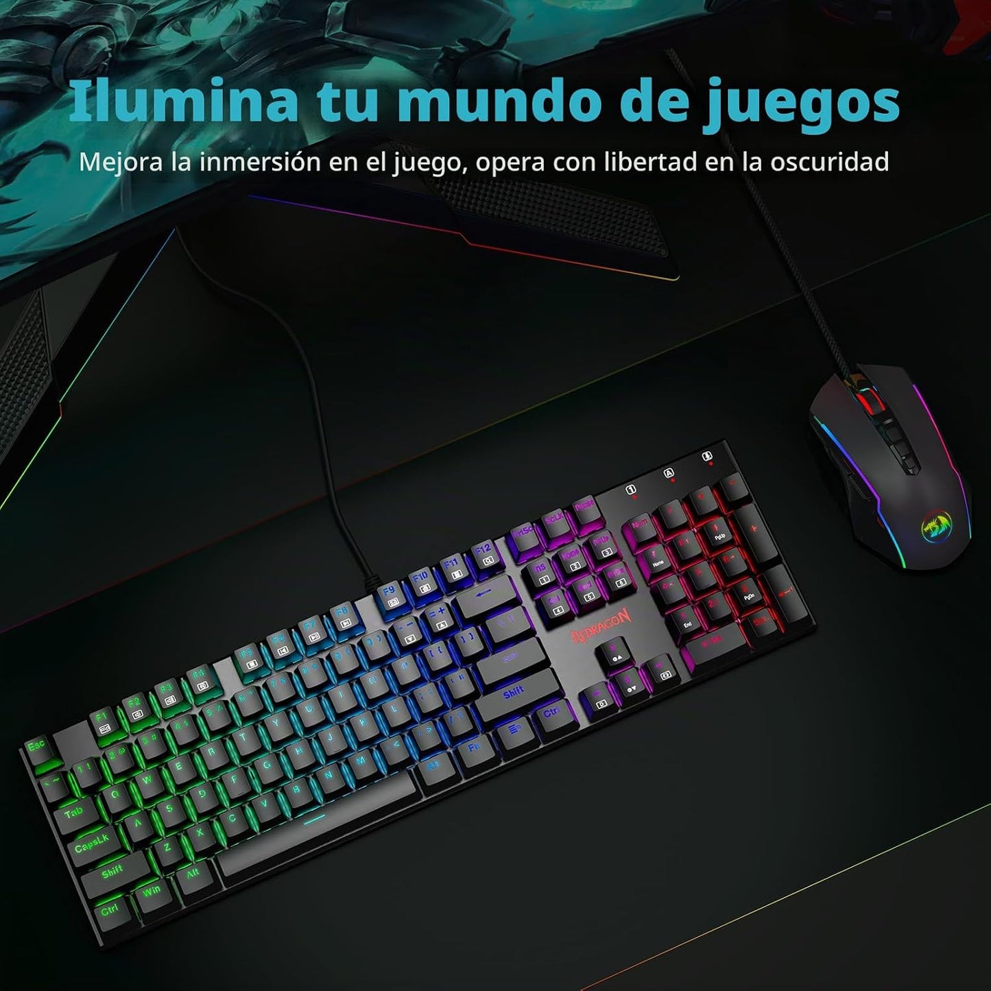 Redragon Teclado Mecánico para Juegos con Interruptores Rojos, Tecl...