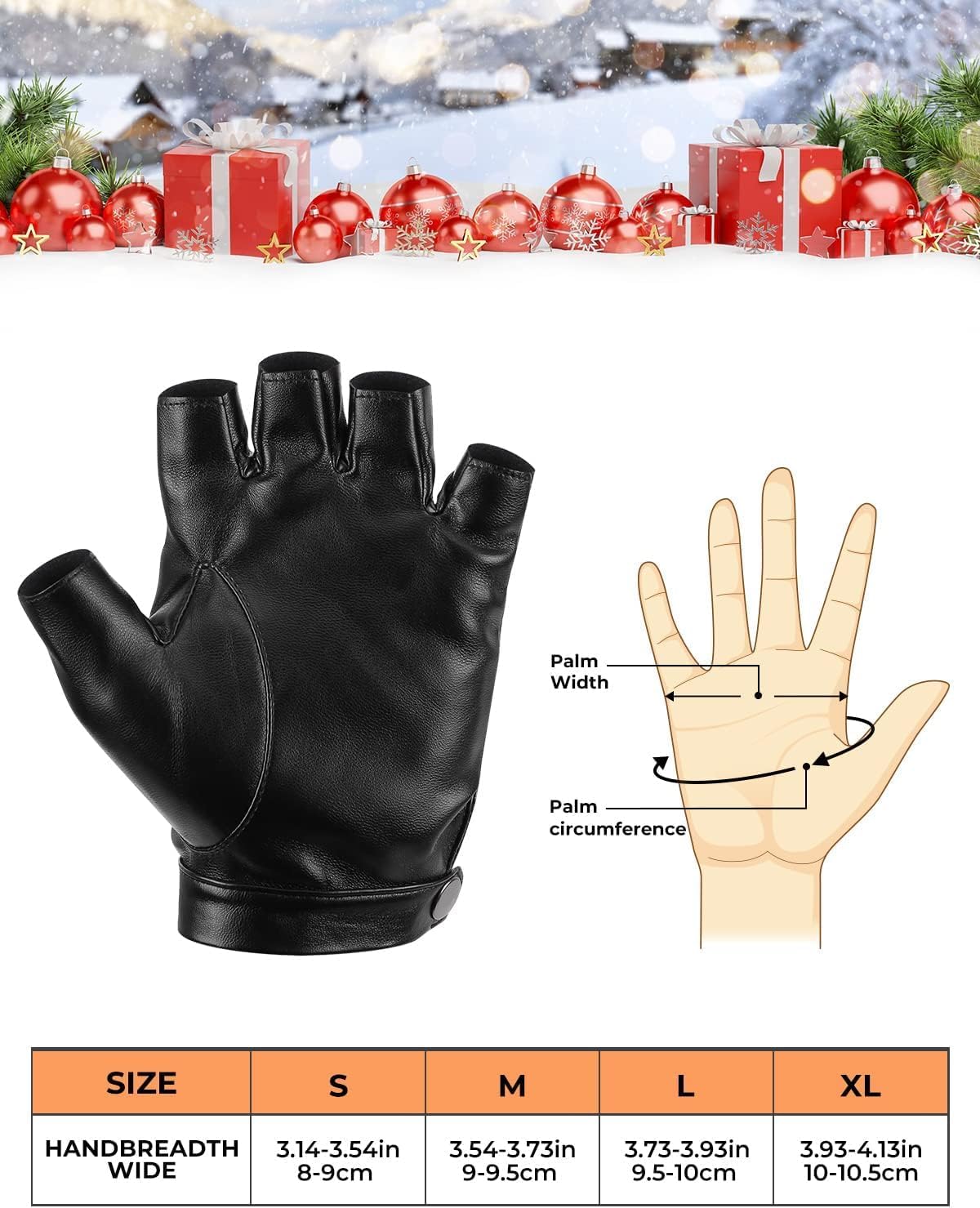 KEMIMOTO Guantes de conducción sin dedos, de cuero sintético PU, pa...