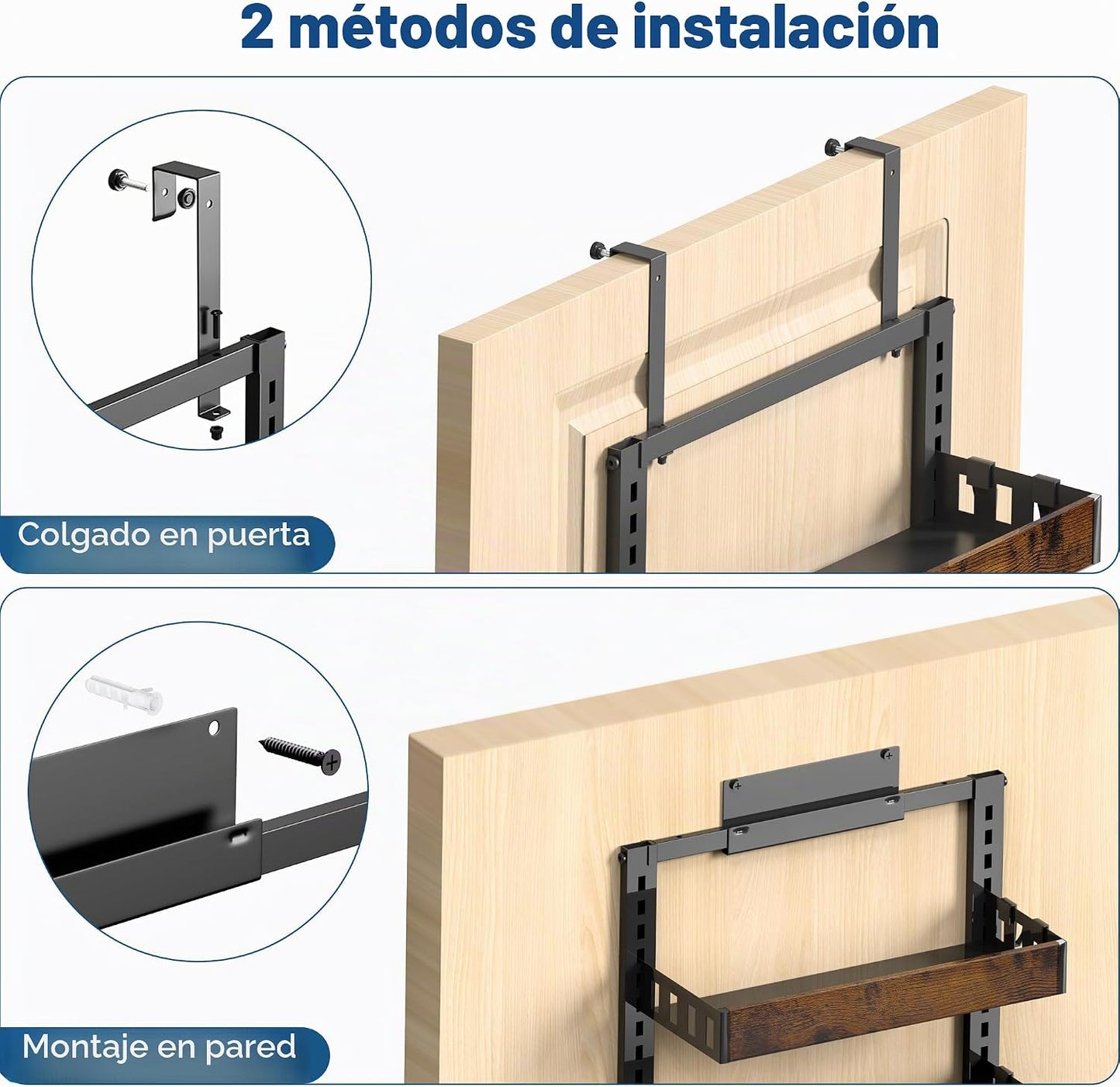 BUKFEN Organizador de despensa de 6 niveles sobre la puerta, cesta...