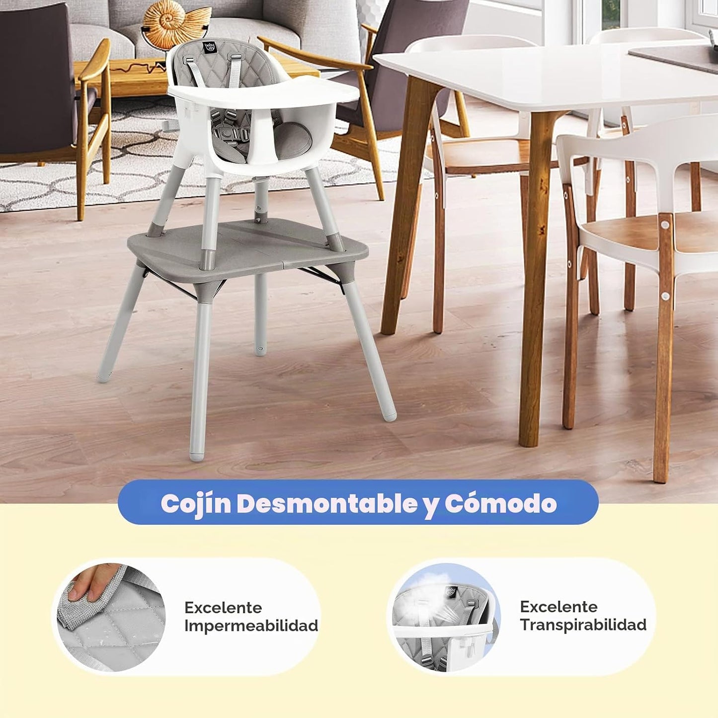 HONEY JOY - Silla alta 6 en 1, silla alta convertible para bebés y...