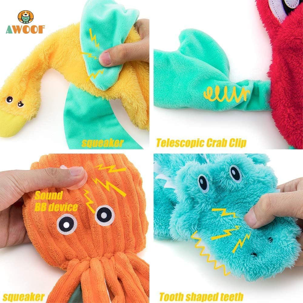 AWOOF Paquete de 5 juguetes chirriantes para perros, sin relleno, j...