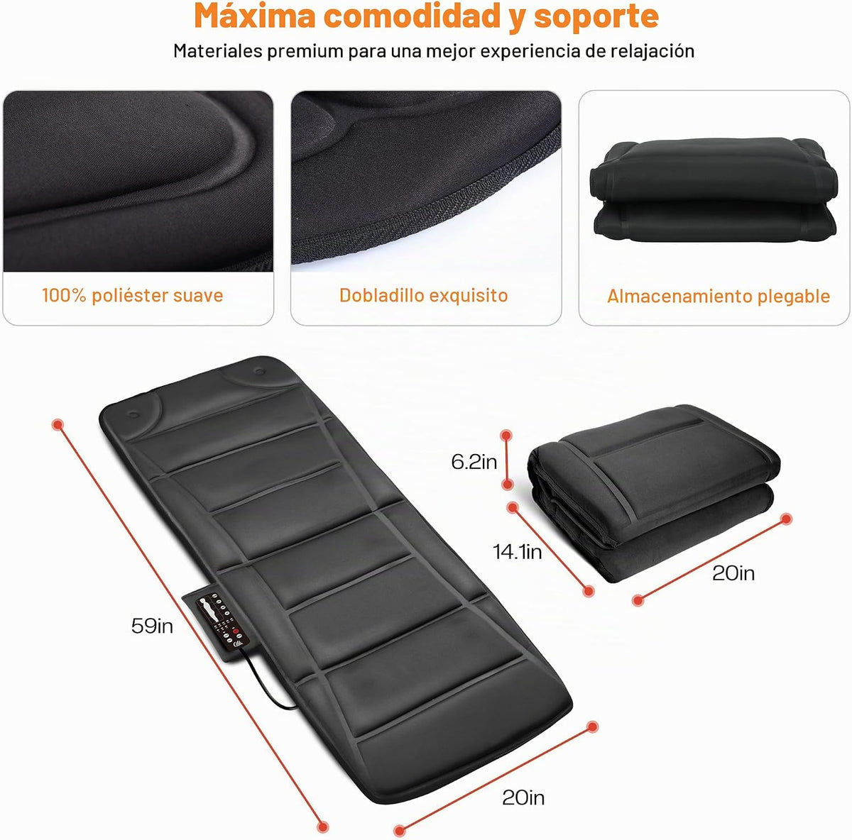 CILI - Alfombrilla de masaje de cuerpo completo con calor, almohadi...