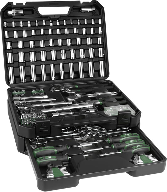 Prostormer Juego de herramientas mecánicas con caja con cajón, kit...